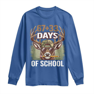 100 Days Of School Long Sleeve Shirt Funny 67 Six Seven Meme Deer School TS10 Royal Blue Print Your Wear