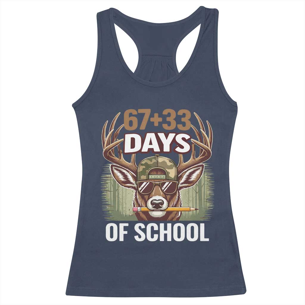 100 Days Of School Racerback Tank Top Funny 67 Six Seven Meme Deer School TS10 Navy Print Your Wear