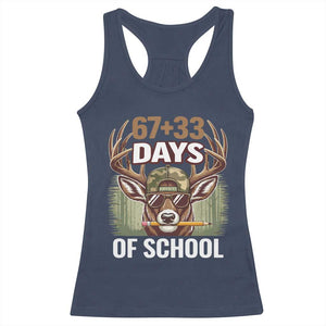 100 Days Of School Racerback Tank Top Funny 67 Six Seven Meme Deer School TS10 Navy Print Your Wear