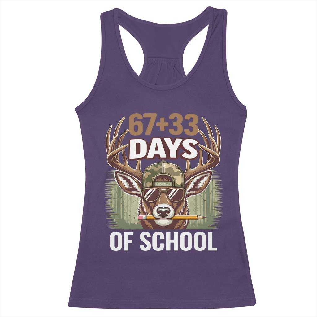 100 Days Of School Racerback Tank Top Funny 67 Six Seven Meme Deer School TS10 Purple Print Your Wear