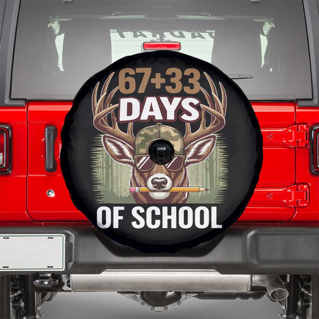 100 Days Of School Spare Tire Cover Funny 67 Six Seven Meme Deer School TS10 Black Print Your Wear