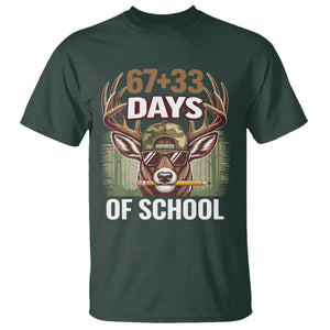 100 Days Of School T Shirt Funny 67 Six Seven Meme Deer School TS10 Dark Forest Green Print Your Wear