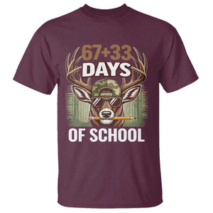 100 Days Of School T Shirt Funny 67 Six Seven Meme Deer School TS10 Maroon Print Your Wear