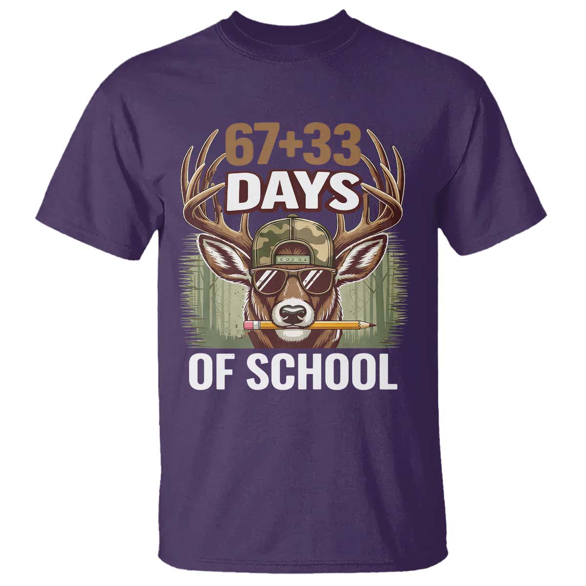 100 Days Of School T Shirt Funny 67 Six Seven Meme Deer School TS10 Purple Print Your Wear