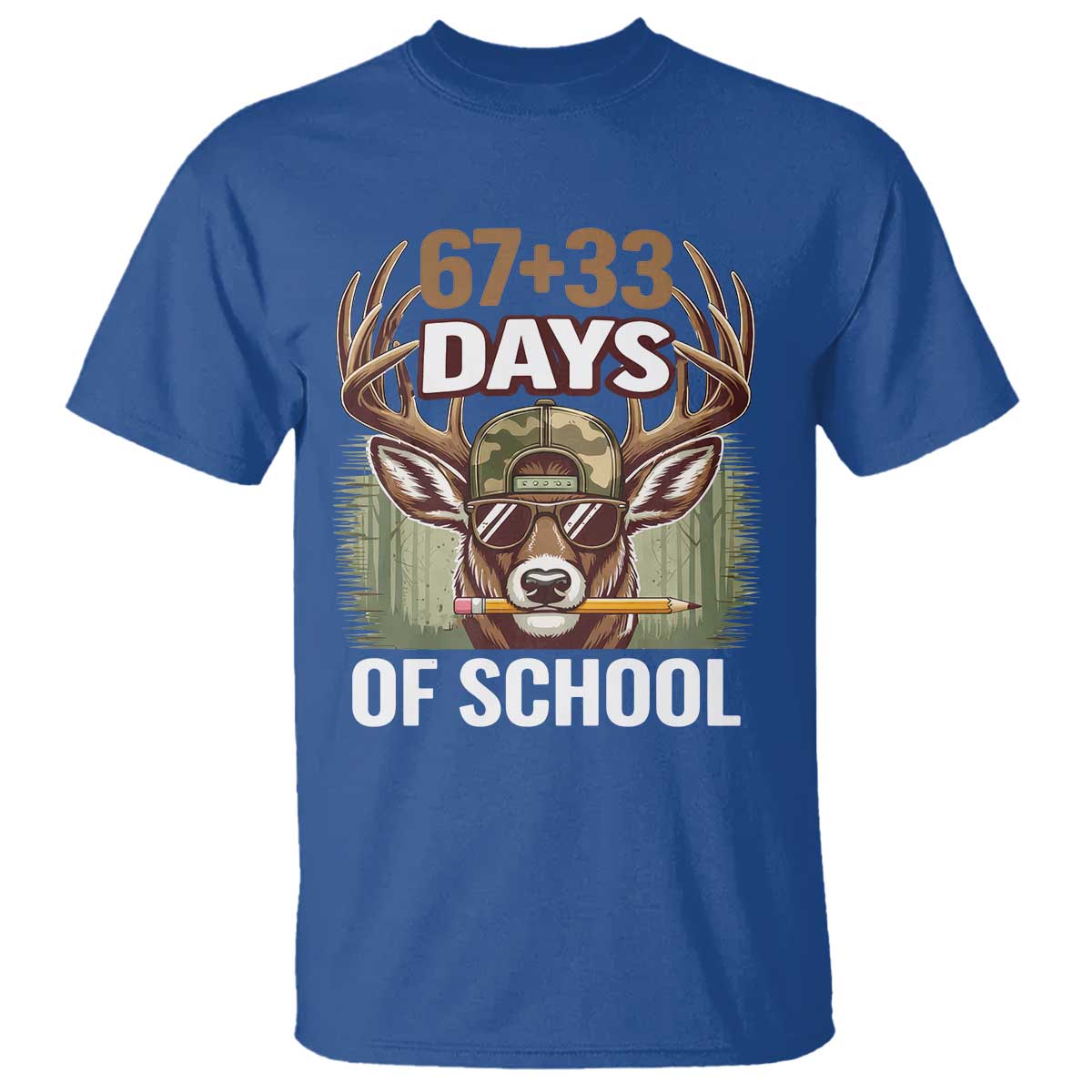 100 Days Of School T Shirt Funny 67 Six Seven Meme Deer School TS10 Royal Blue Print Your Wear