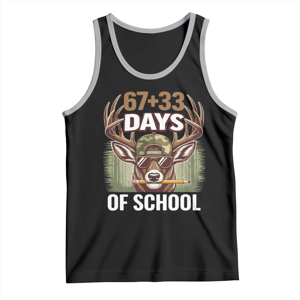 100 Days Of School Tank Top Funny 67 Six Seven Meme Deer School TS10 Black Athletic Heather Print Your Wear