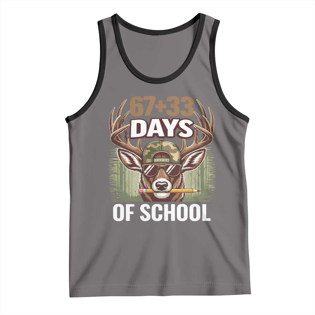 100 Days Of School Tank Top Funny 67 Six Seven Meme Deer School TS10 Deep Heather Black Print Your Wear