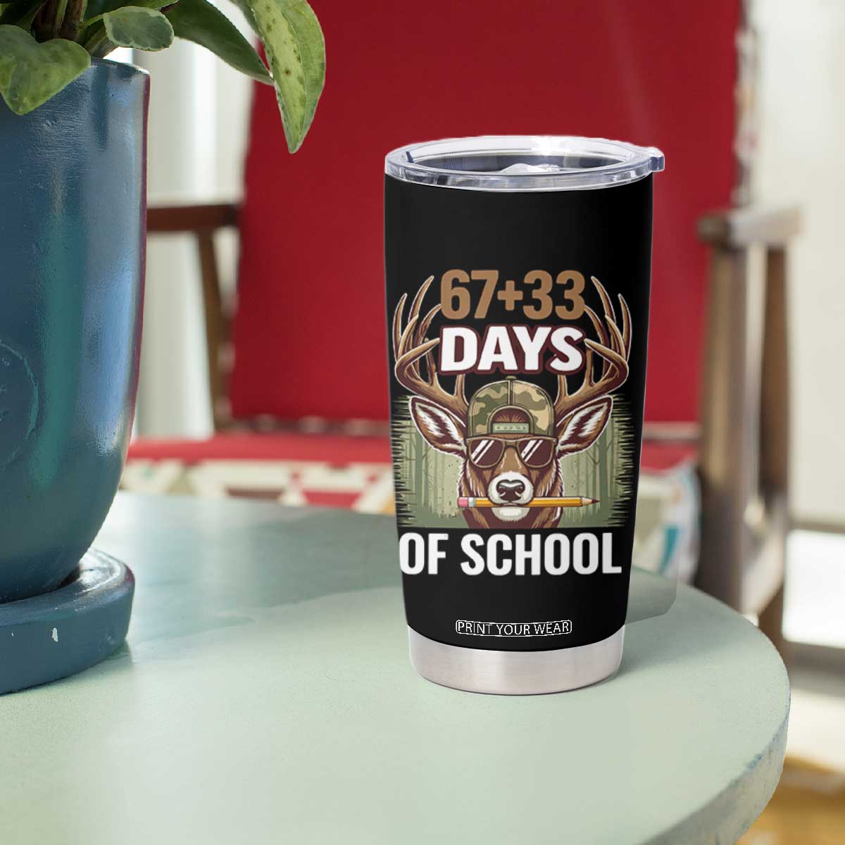 100 Days Of School Tumbler Cup Funny 67 Six Seven Meme Deer School TS10 Print Your Wear