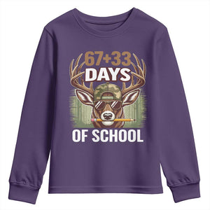 100 Days Of School Youth Sweatshirt Funny 67 Six Seven Meme Deer School TS10 Purple Print Your Wear