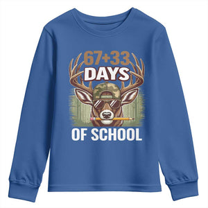 100 Days Of School Youth Sweatshirt Funny 67 Six Seven Meme Deer School TS10 Royal Blue Print Your Wear