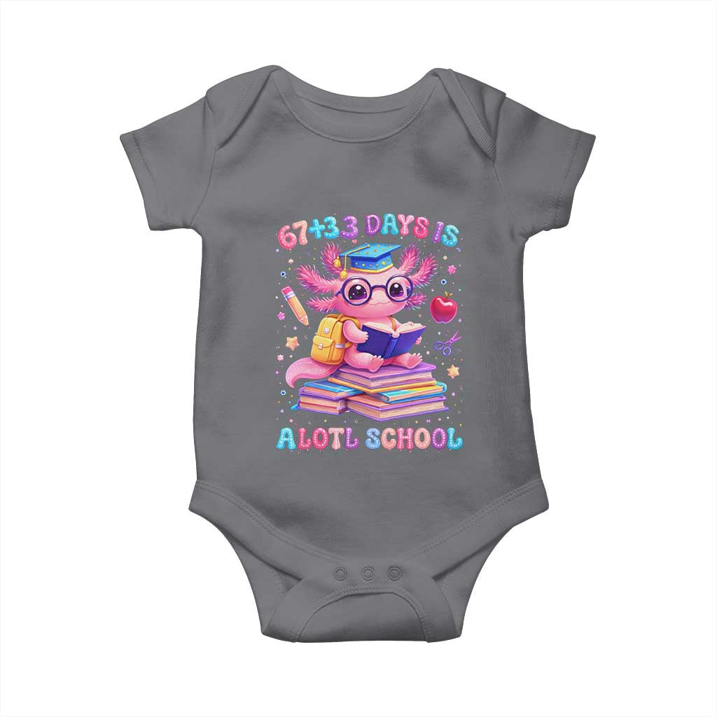 Axolotl 100 Days Of School Baby Onesie 100 Days Is Alotl School 67 33 Six Seven Meme TS10 Charcoal Print Your Wear
