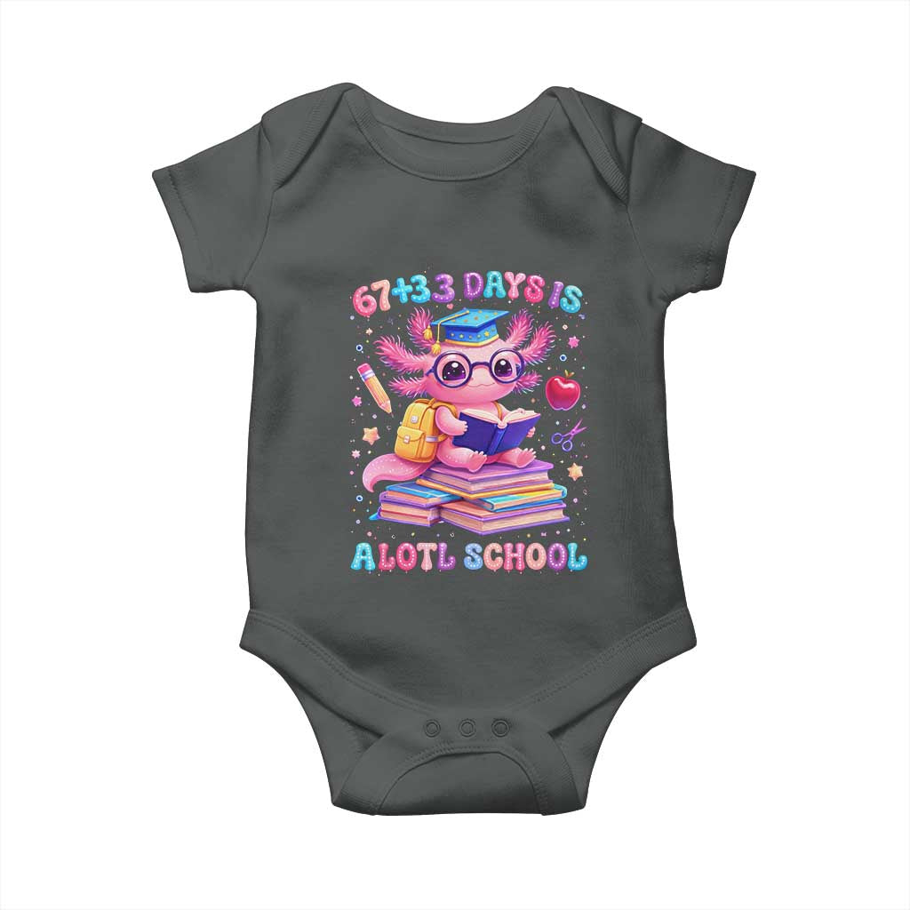 Axolotl 100 Days Of School Baby Onesie 100 Days Is Alotl School 67 33 Six Seven Meme TS10 Dark Heather Print Your Wear