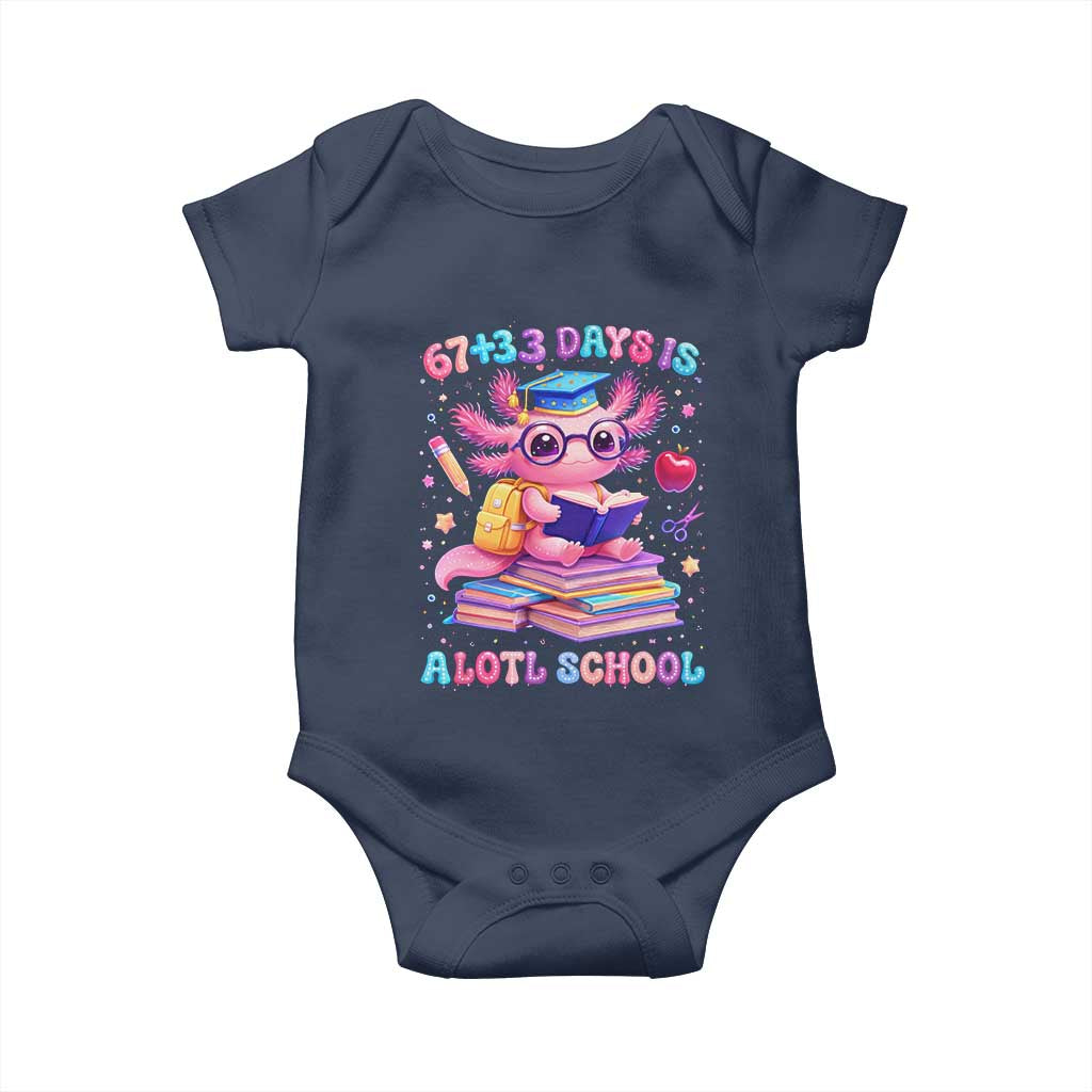 Axolotl 100 Days Of School Baby Onesie 100 Days Is Alotl School 67 33 Six Seven Meme TS10 Navy Print Your Wear