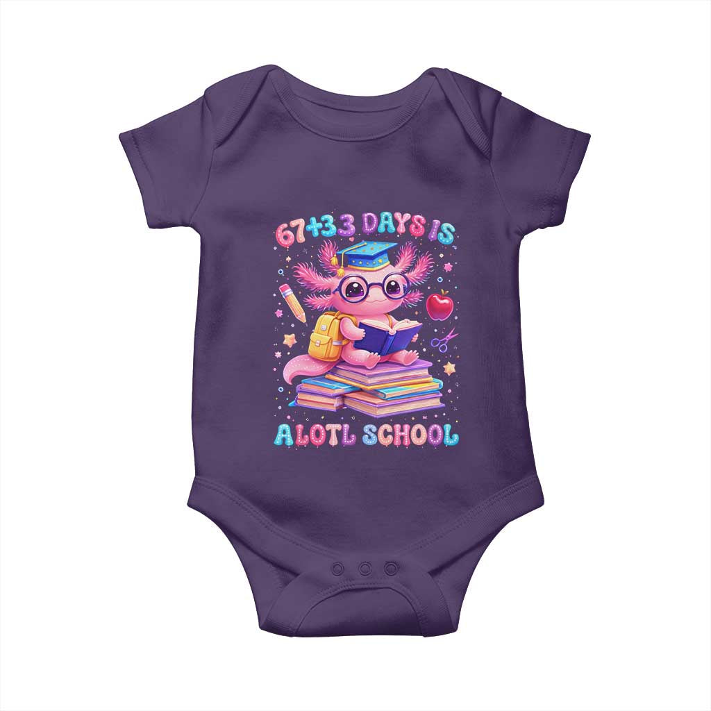 Axolotl 100 Days Of School Baby Onesie 100 Days Is Alotl School 67 33 Six Seven Meme TS10 Purple Print Your Wear