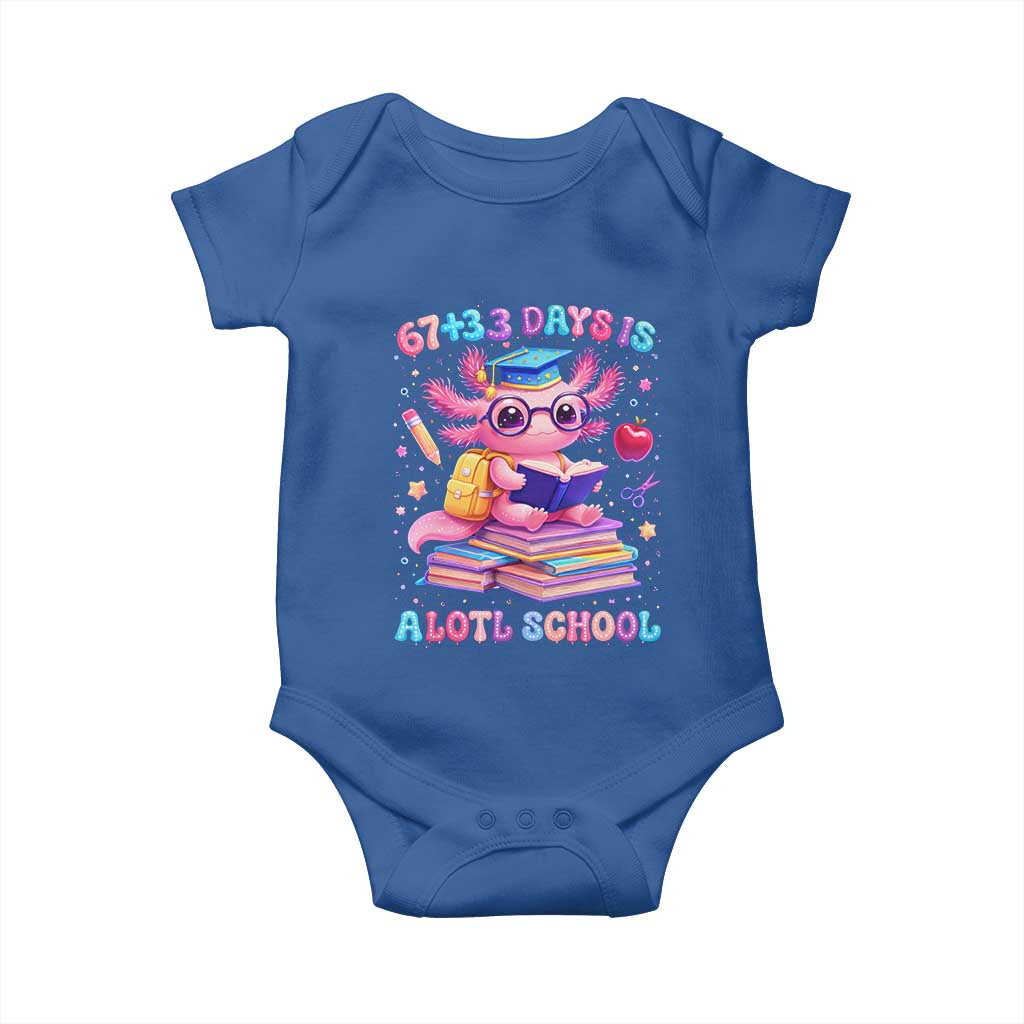 Axolotl 100 Days Of School Baby Onesie 100 Days Is Alotl School 67 33 Six Seven Meme TS10 Royal Blue Print Your Wear