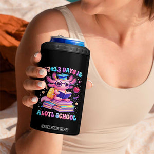 Axolotl 100 Days Of School 4 in 1 Can Cooler Tumbler 100 Days Is Alotl School 67 33 Six Seven Meme TS10 Print Your Wear
