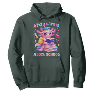 Axolotl 100 Days Of School Hoodie 100 Days Is Alotl School 67 33 Six Seven Meme TS10 Dark Forest Green Print Your Wear
