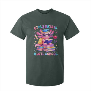 Axolotl 100 Days Of School T Shirt For Kid 100 Days Is Alotl School 67 33 Six Seven Meme TS10 Dark Forest Green Print Your Wear
