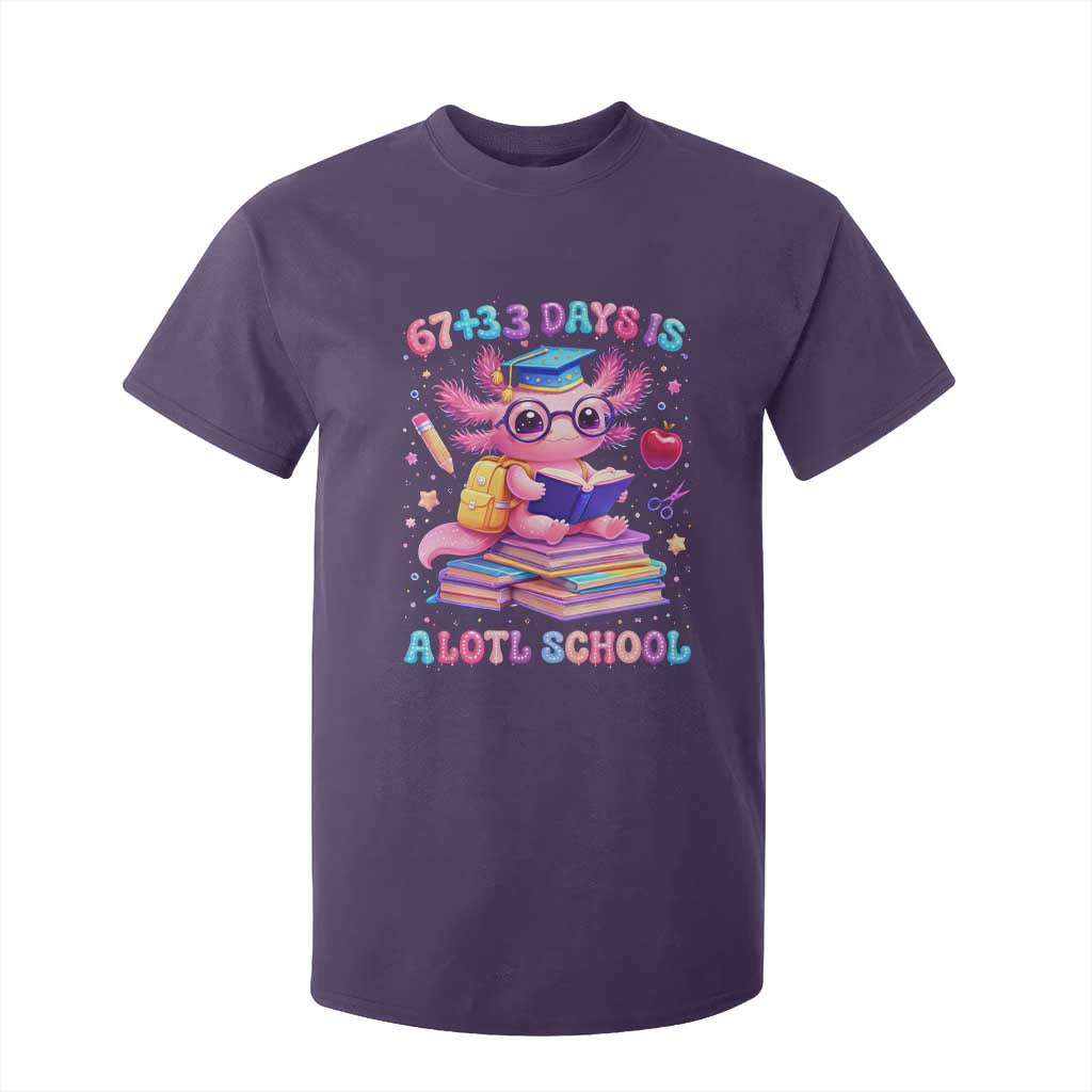 Axolotl 100 Days Of School T Shirt For Kid 100 Days Is Alotl School 67 33 Six Seven Meme TS10 Purple Print Your Wear