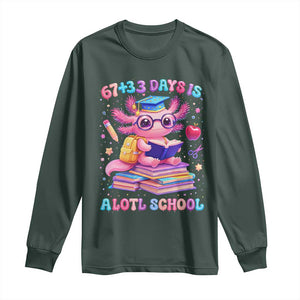 Axolotl 100 Days Of School Long Sleeve Shirt 100 Days Is Alotl School 67 33 Six Seven Meme TS10 Dark Forest Green Print Your Wear