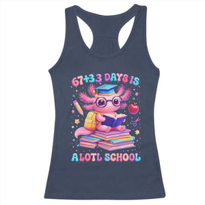 Axolotl 100 Days Of School Racerback Tank Top 100 Days Is Alotl School 67 33 Six Seven Meme TS10 Navy Print Your Wear