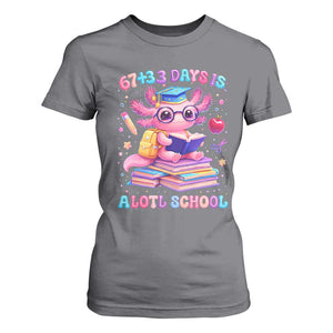 Axolotl 100 Days Of School T Shirt For Women 100 Days Is Alotl School 67 33 Six Seven Meme TS10 Charcoal Print Your Wear
