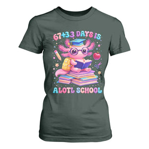 Axolotl 100 Days Of School T Shirt For Women 100 Days Is Alotl School 67 33 Six Seven Meme TS10 Dark Forest Green Print Your Wear