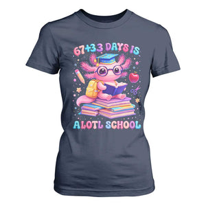Axolotl 100 Days Of School T Shirt For Women 100 Days Is Alotl School 67 33 Six Seven Meme TS10 Navy Print Your Wear