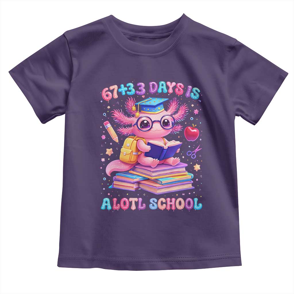 Axolotl 100 Days Of School Toddler T Shirt 100 Days Is Alotl School 67 33 Six Seven Meme TS10 Purple Print Your Wear