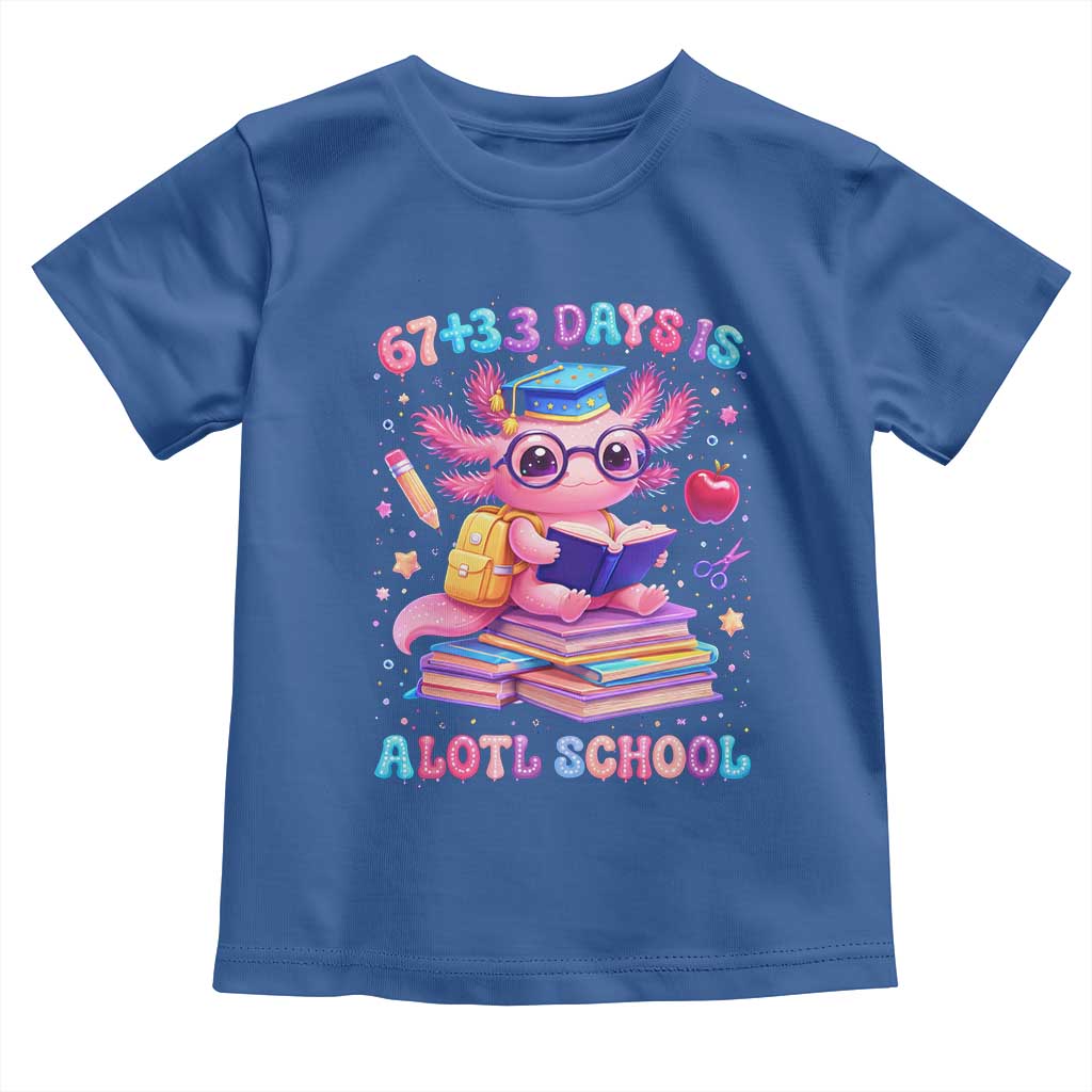 Axolotl 100 Days Of School Toddler T Shirt 100 Days Is Alotl School 67 33 Six Seven Meme TS10 Royal Blue Print Your Wear