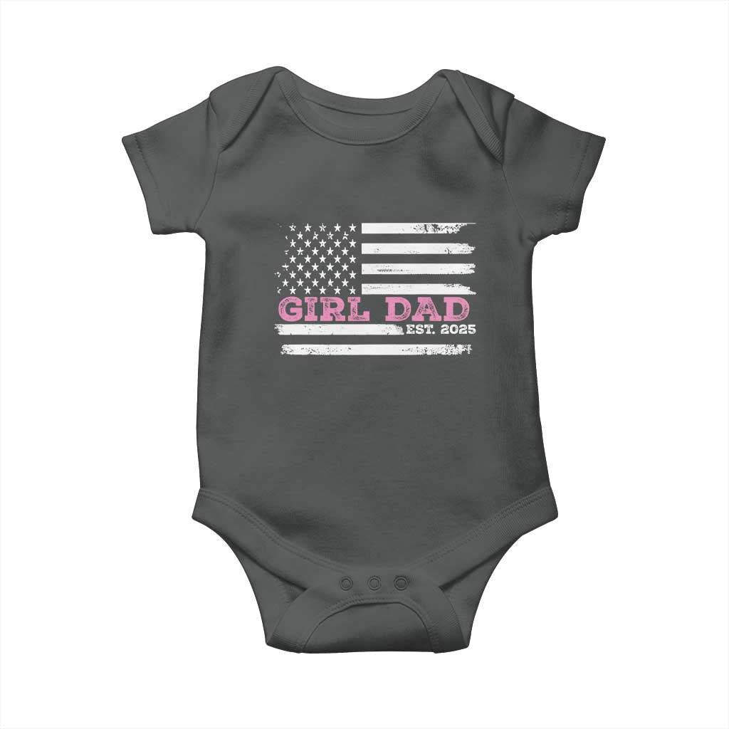 Dad Of Girl Est. 2025 Baby Onesie Father Girl To Be 2025 Daddy Fathers Day USA Flag TS10 Dark Heather Print Your Wear
