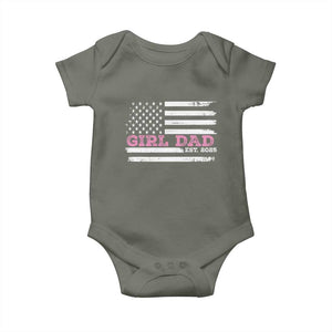 Dad Of Girl Est. 2025 Baby Onesie Father Girl To Be 2025 Daddy Fathers Day USA Flag TS10 Military Green Print Your Wear