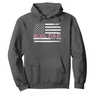 Dad Of Girl Est. 2025 Hoodie Father Girl To Be 2025 Daddy Fathers Day USA Flag TS10 Dark Heather Print Your Wear