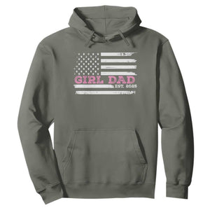 Dad Of Girl Est. 2025 Hoodie Father Girl To Be 2025 Daddy Fathers Day USA Flag TS10 Military Green Print Your Wear