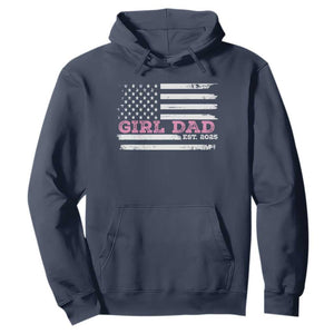 Dad Of Girl Est. 2025 Hoodie Father Girl To Be 2025 Daddy Fathers Day USA Flag TS10 Navy Print Your Wear