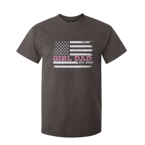 Dad Of Girl Est. 2025 T Shirt For Kid Father Girl To Be 2025 Daddy Fathers Day USA Flag TS10 Dark Chocolate Print Your Wear