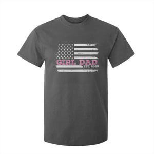 Dad Of Girl Est. 2025 T Shirt For Kid Father Girl To Be 2025 Daddy Fathers Day USA Flag TS10 Dark Heather Print Your Wear