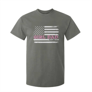 Dad Of Girl Est. 2025 T Shirt For Kid Father Girl To Be 2025 Daddy Fathers Day USA Flag TS10 Military Green Print Your Wear