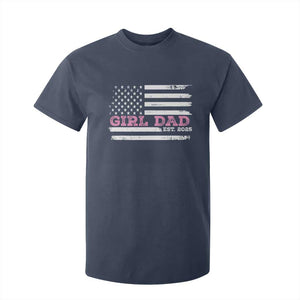 Dad Of Girl Est. 2025 T Shirt For Kid Father Girl To Be 2025 Daddy Fathers Day USA Flag TS10 Navy Print Your Wear