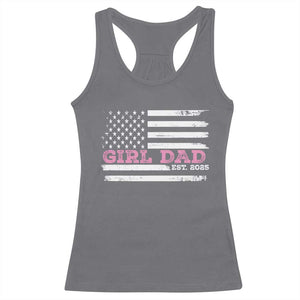 Dad Of Girl Est. 2025 Racerback Tank Top Father Girl To Be 2025 Daddy Fathers Day USA Flag TS10 Charcoal Print Your Wear