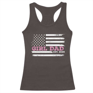 Dad Of Girl Est. 2025 Racerback Tank Top Father Girl To Be 2025 Daddy Fathers Day USA Flag TS10 Dark Chocolate Print Your Wear