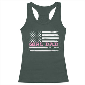 Dad Of Girl Est. 2025 Racerback Tank Top Father Girl To Be 2025 Daddy Fathers Day USA Flag TS10 Dark Forest Green Print Your Wear