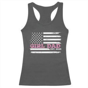Dad Of Girl Est. 2025 Racerback Tank Top Father Girl To Be 2025 Daddy Fathers Day USA Flag TS10 Dark Heather Print Your Wear