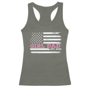 Dad Of Girl Est. 2025 Racerback Tank Top Father Girl To Be 2025 Daddy Fathers Day USA Flag TS10 Military Green Print Your Wear
