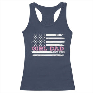 Dad Of Girl Est. 2025 Racerback Tank Top Father Girl To Be 2025 Daddy Fathers Day USA Flag TS10 Navy Print Your Wear