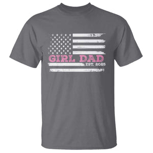 Dad Of Girl Est. 2025 T Shirt Father Girl To Be 2025 Daddy Fathers Day USA Flag TS10 Charcoal Print Your Wear