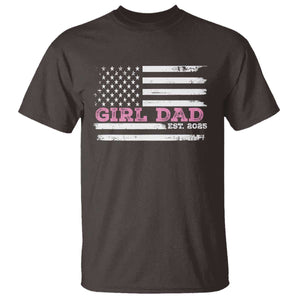 Dad Of Girl Est. 2025 T Shirt Father Girl To Be 2025 Daddy Fathers Day USA Flag TS10 Dark Chocolate Print Your Wear