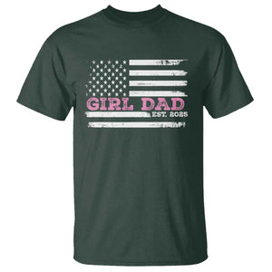 Dad Of Girl Est. 2025 T Shirt Father Girl To Be 2025 Daddy Fathers Day USA Flag TS10 Dark Forest Green Print Your Wear