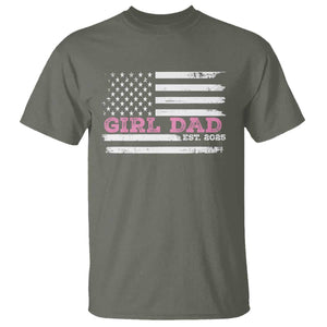 Dad Of Girl Est. 2025 T Shirt Father Girl To Be 2025 Daddy Fathers Day USA Flag TS10 Military Green Print Your Wear