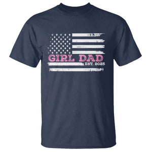 Dad Of Girl Est. 2025 T Shirt Father Girl To Be 2025 Daddy Fathers Day USA Flag TS10 Navy Print Your Wear